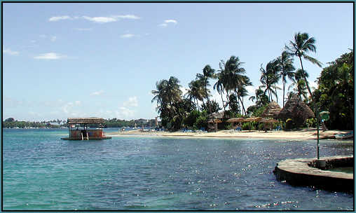 Young Islands beach with the coconut bar just offshore.